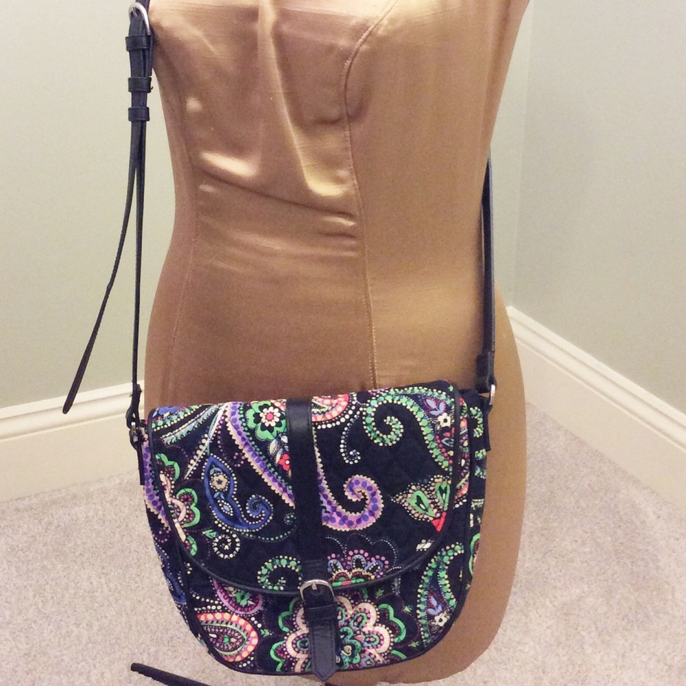Vera Bradley Black Paisley Quilted Crossbody Bag
